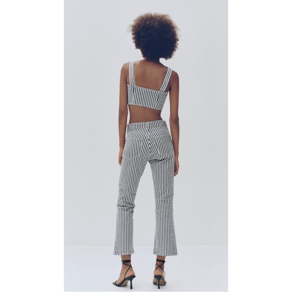 [Zara] Striped Denim Crop Top - Picture 12 of 12